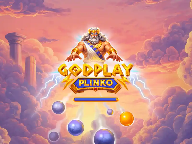 GodPlay Plinko game board with pegs, risk selector and payout slots GodPlay Plinko game board with pegs, risk selector and payout slots