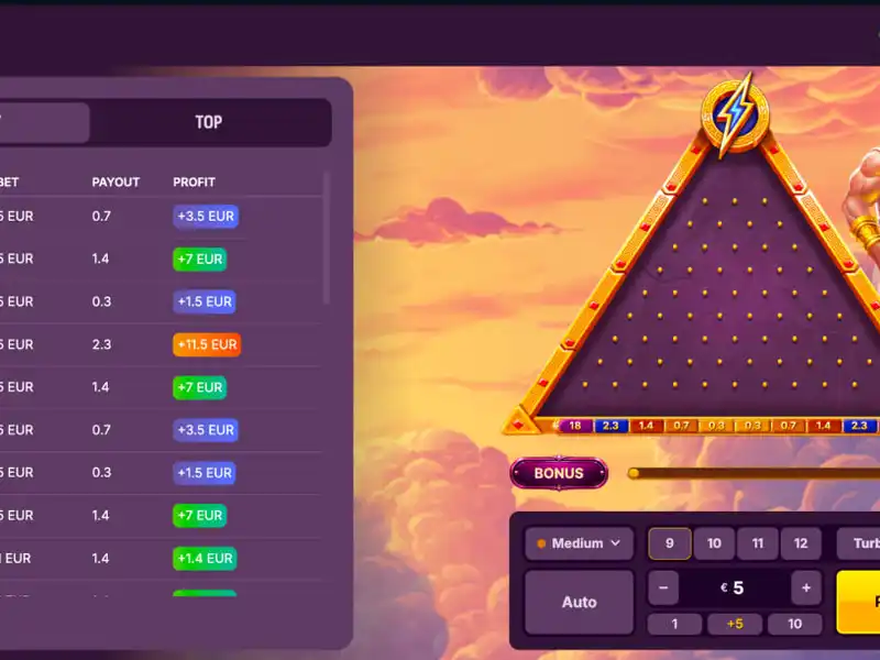 GodPlay Plinko Zeus bonus state with boosted multipliers GodPlay Plinko Zeus bonus state with boosted multipliers